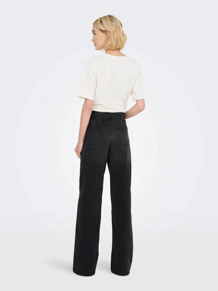JDY - Jdyfelina-Fina Wide Blk Jeansdnm - 4775461 Black Denim Jeans 