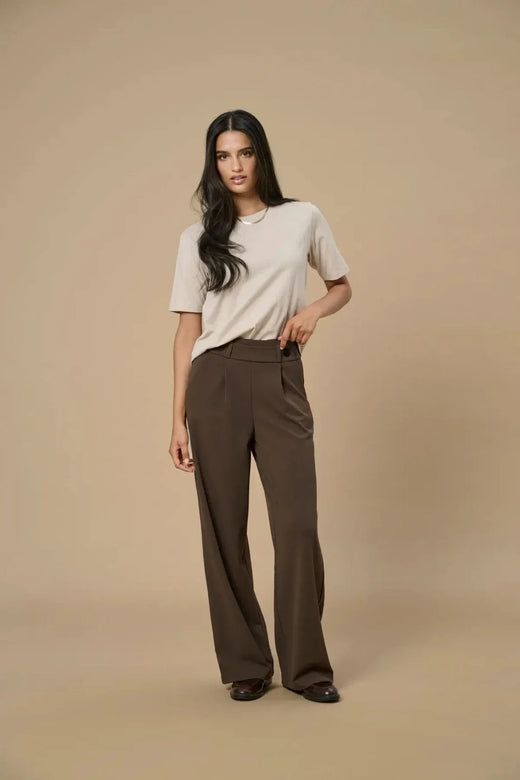 JDY - Jdygeggo Life New Long Pant - 4071962 Chocolate Brown Black Buttons Bukser 