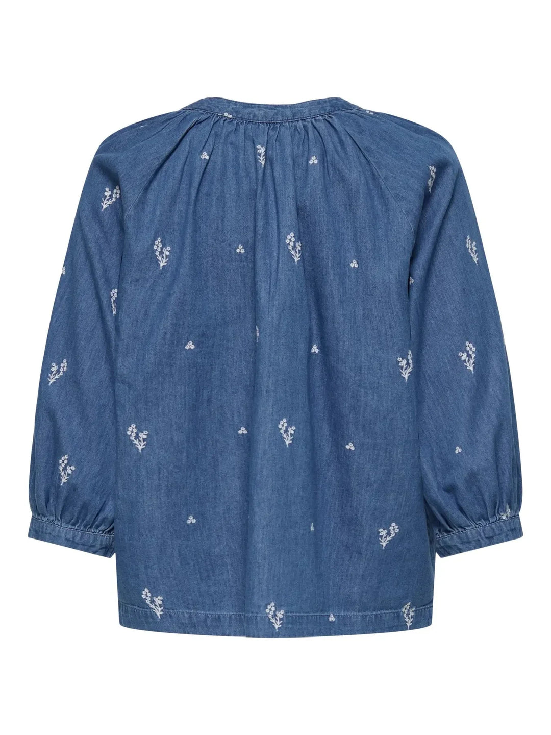 JDY - Jdykai 3/4 Shirt Dia - 5049505 Light Blue Denim Cloud Dancer Emb Skjorter 
