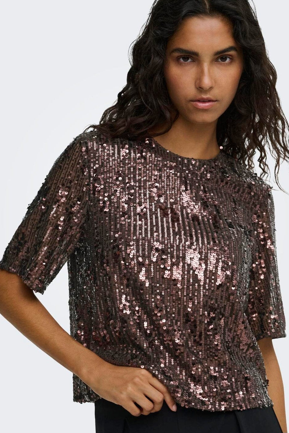 JDY - Jdylola 2/4 Sequin Top - 5110789 Rum Raisin