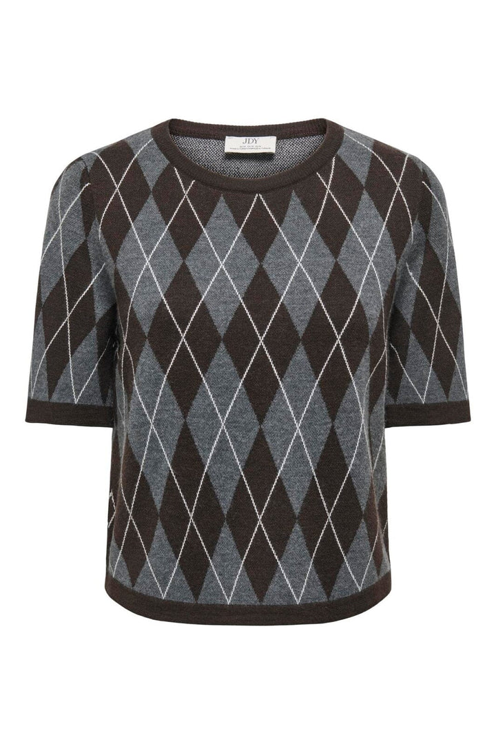 JDY - Jdymaggy S/S Argyle Pullover Knt - 5102815 Dark Grey Melange Chocolate Torte & Cd
