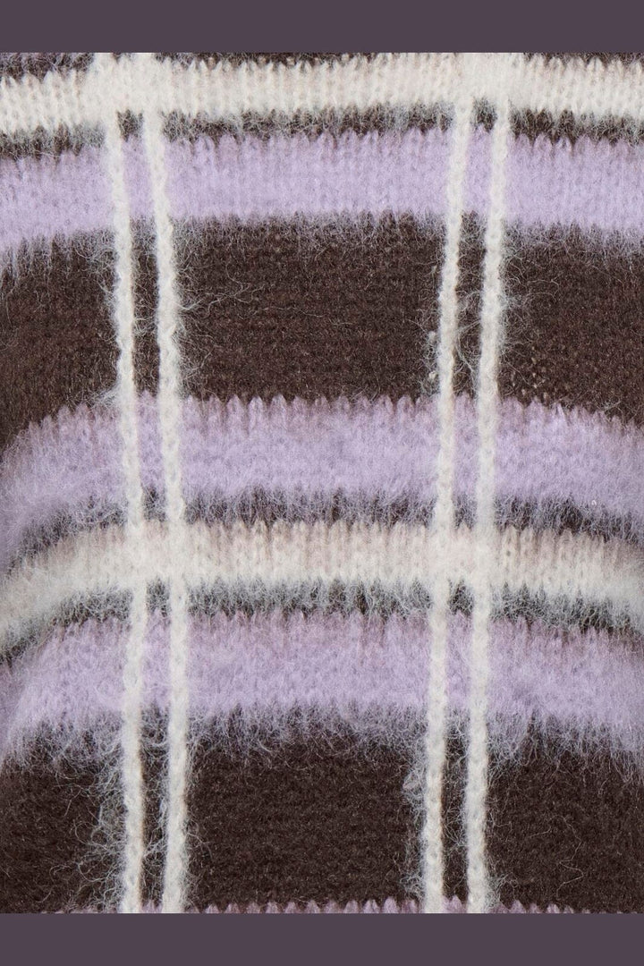 JDY - Jdysheridan L/S On Check Pullover Knt - 5111309 Chocolate Brown Lavender Frost & Whitecap Gray