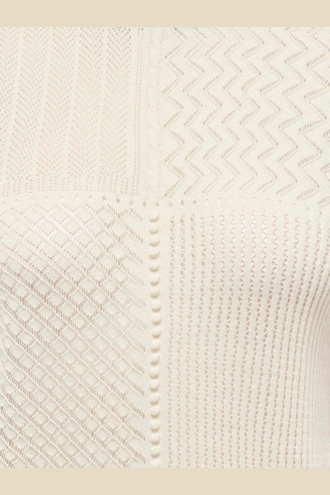 JDY - Jdyviolet S/L Frill Pullover Knt - 4878880 Birch W. Black Contrast