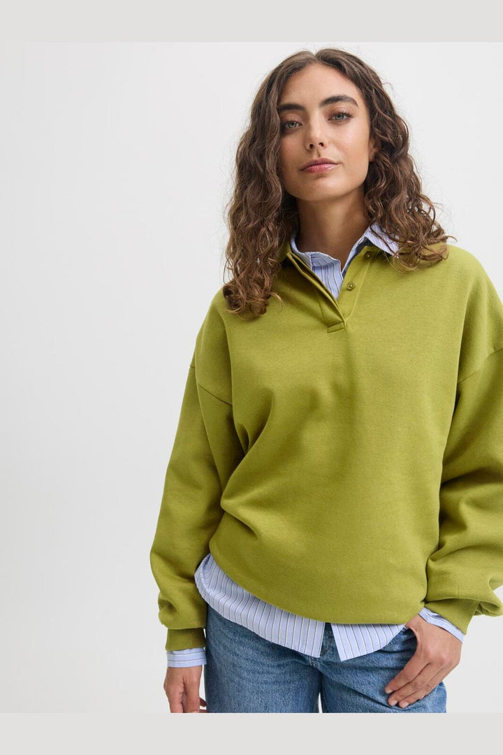 Jjxx - Jxpaloma Loose Ls Polo Swt Ln - 5007685 Green Moss
