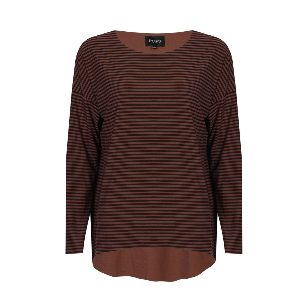 Liberte - Alma-Ls-Top 9504 - Espresso Stripe