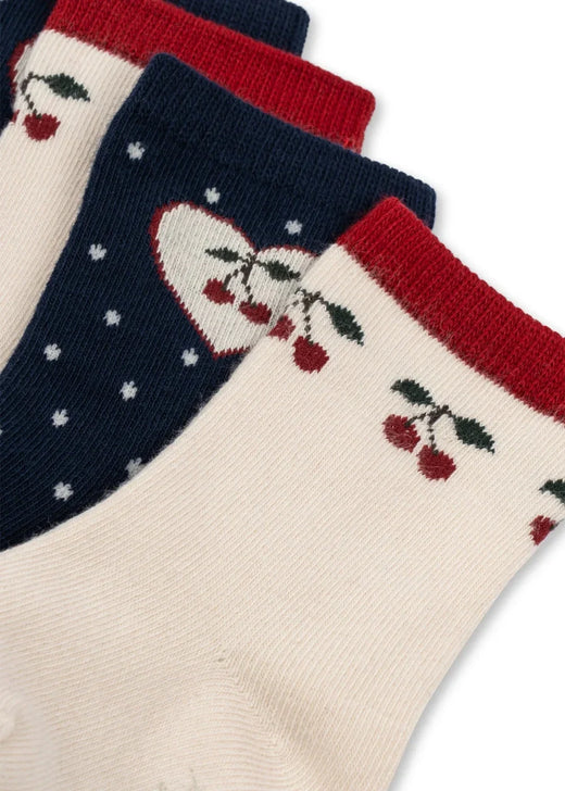 Konges Sløjd - 2 Pack Jaquard Socks Ks106344 - Cherry Mix Strømper 