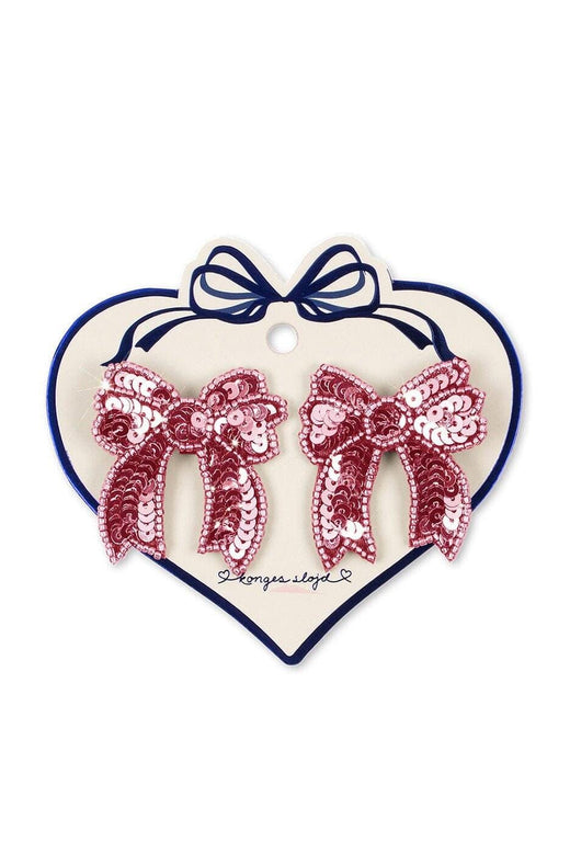 Konges Sløjd - 2 Pack Sequin Bow Hair Clip Ks106353 - Rapture Rose