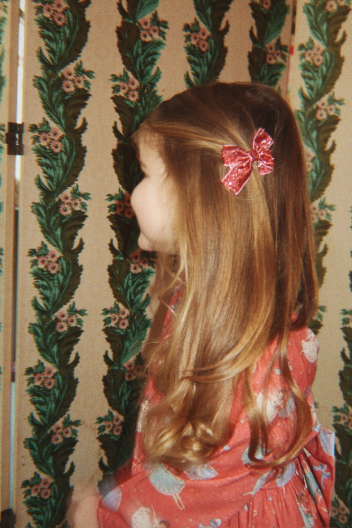 Konges Sløjd - 4 Pack Micki Bow Hair Clips Ks106357 - Red Glitter/ Rose Glitter Hårspænder 