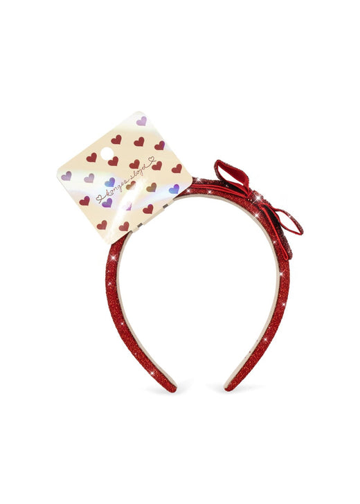 Konges Sløjd - Velvet Bow Hairbrace Ks106640 - Red Glitter