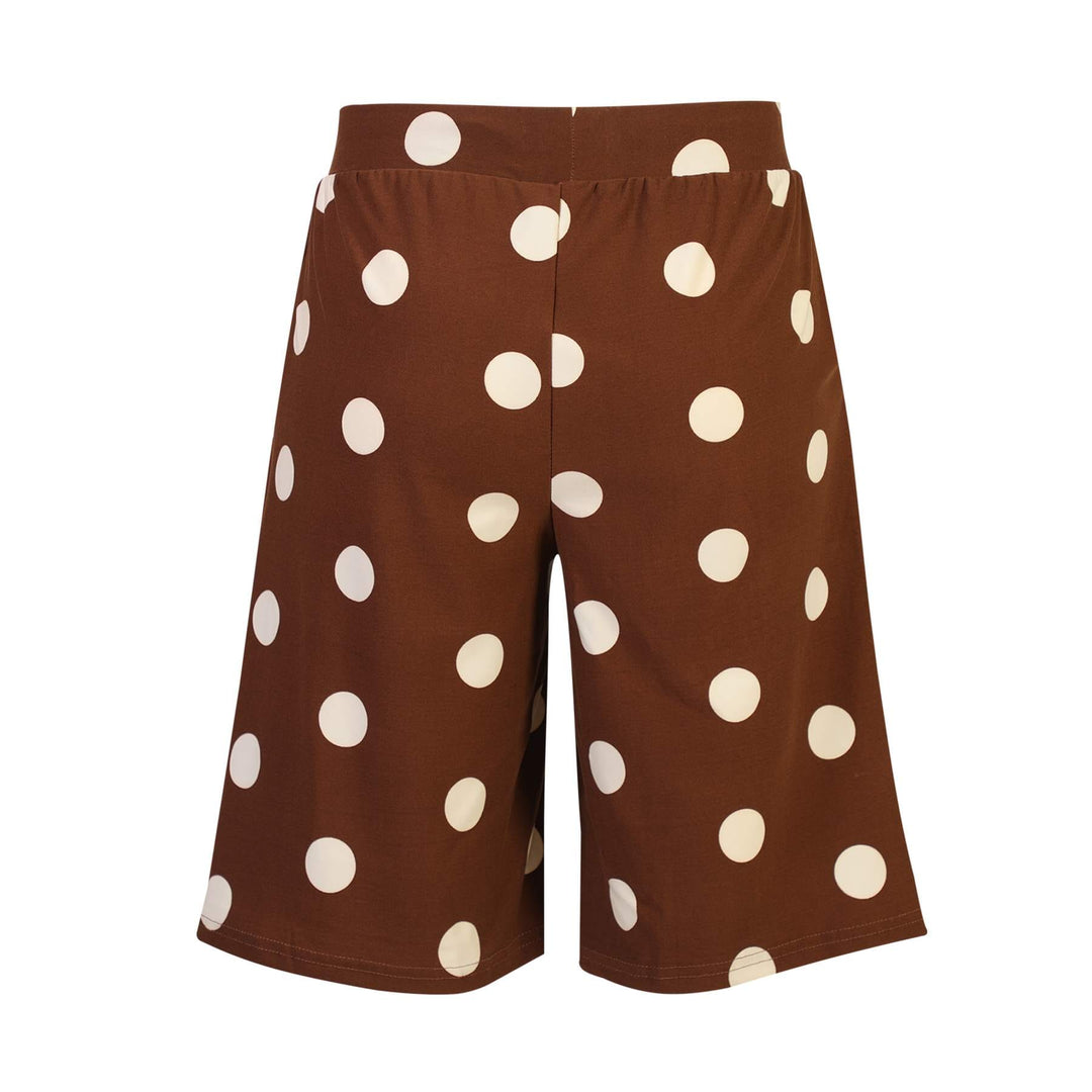 Liberte - Alma-Long-Shorts 9574 - Brown Creme Dot Shorts 
