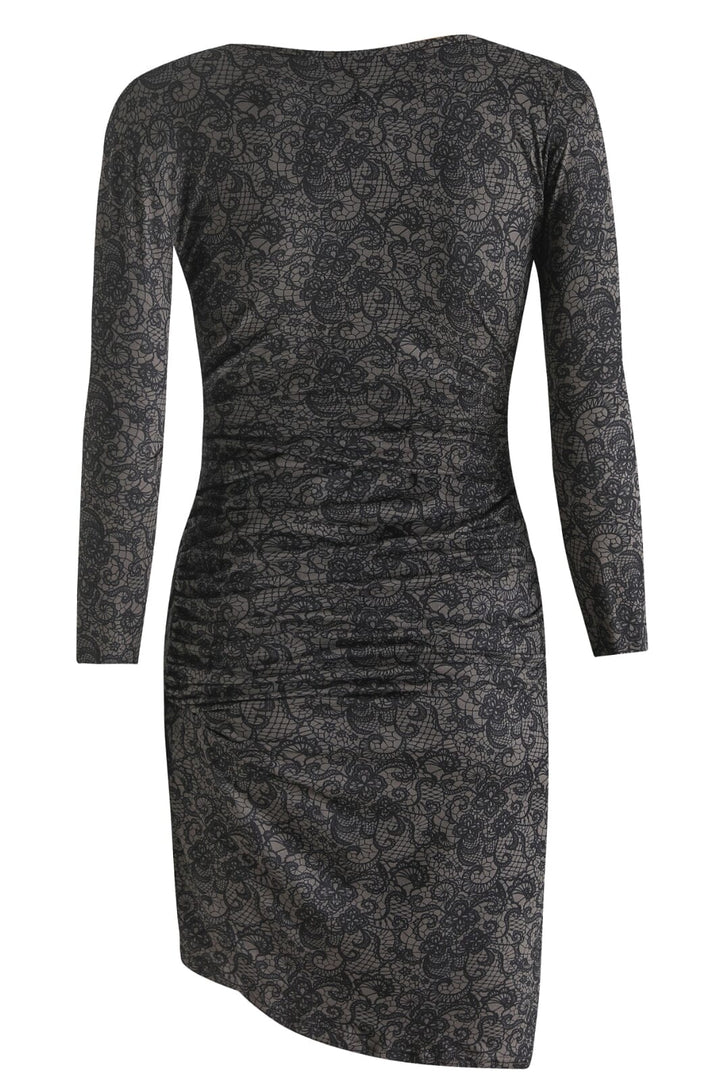 Liberte - Alma-Ls-Wrap-Dress - Black Grey Lace