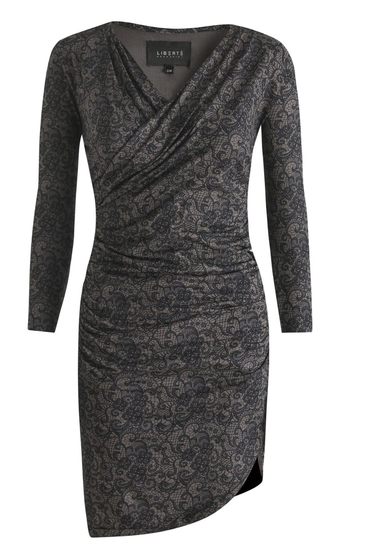 Liberte - Alma-Ls-Wrap-Dress - Black Grey Lace