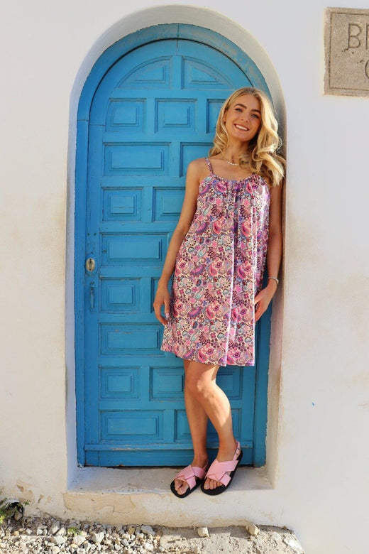 Liberte - Alma-Short-Strap-Dress 9588 - Pink Paisley Kjoler 
