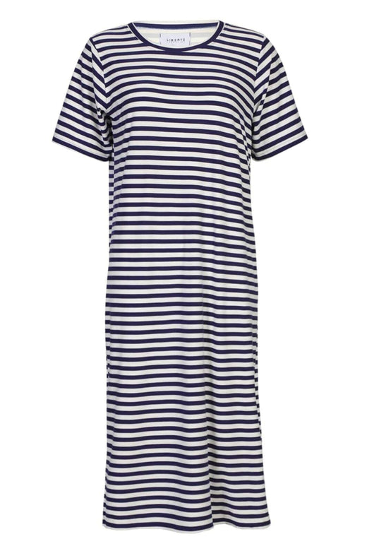 Liberte - Alma-Tshirt-Dress 9562 - Blue Creme Stripe Kjoler 