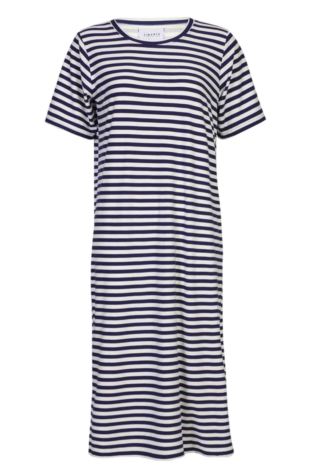 Liberte - Alma-Tshirt-Dress 9562 - Blue Creme Stripe Kjoler 
