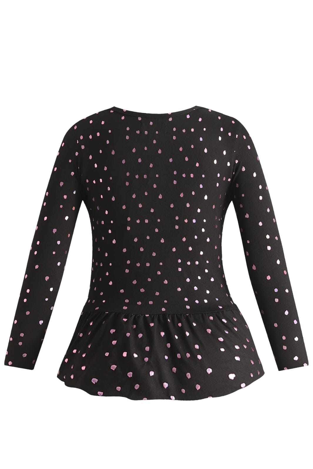 Liberte Ami - Alma-Ls-Frill-Tshirt (Kids) - Black Pink Holographic Dot