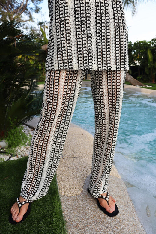 Liberte - Croc Pants 22382 - Black Creme Stripe