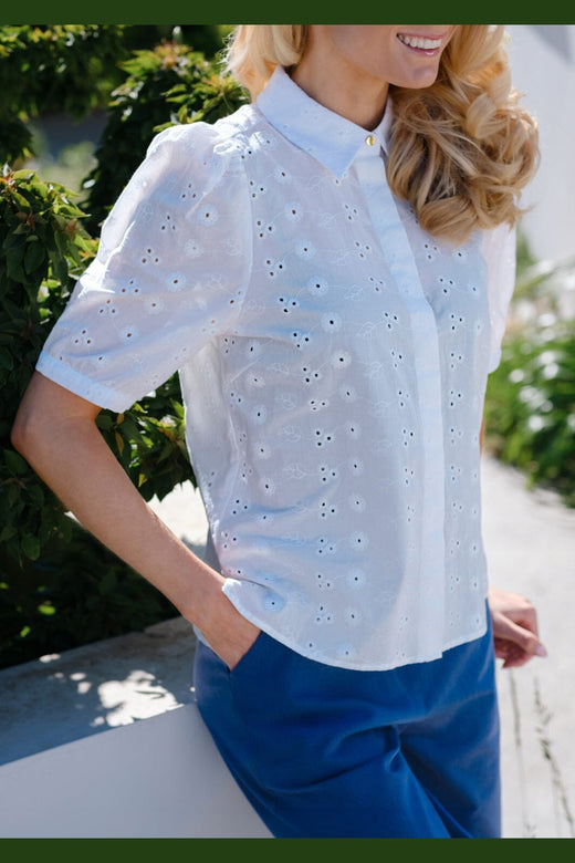 Liberte - Flora Ss Blouse 22181 - White Embroidery