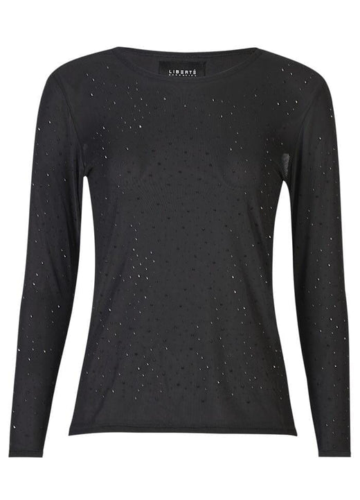 Liberte - Mesh Ls Sparkle Tshirt 22134 - Black Black Diamond Dot T-shirts 