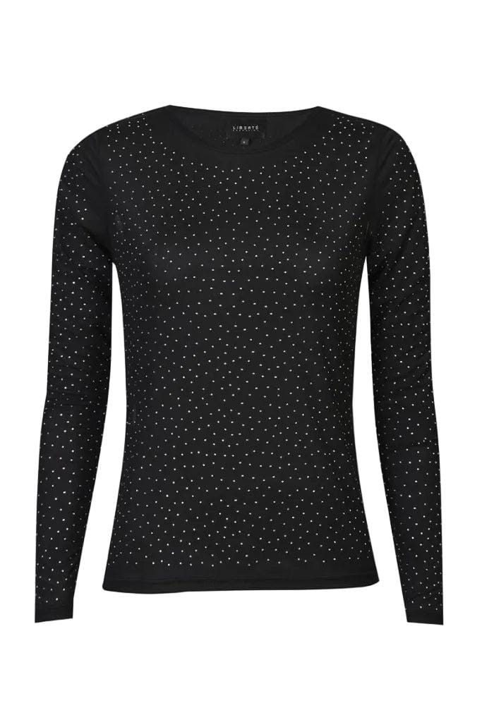 Liberte - Mesh Ls Sparkle Tshirt 22134 - Black Silver Diamond Dot T-shirts 