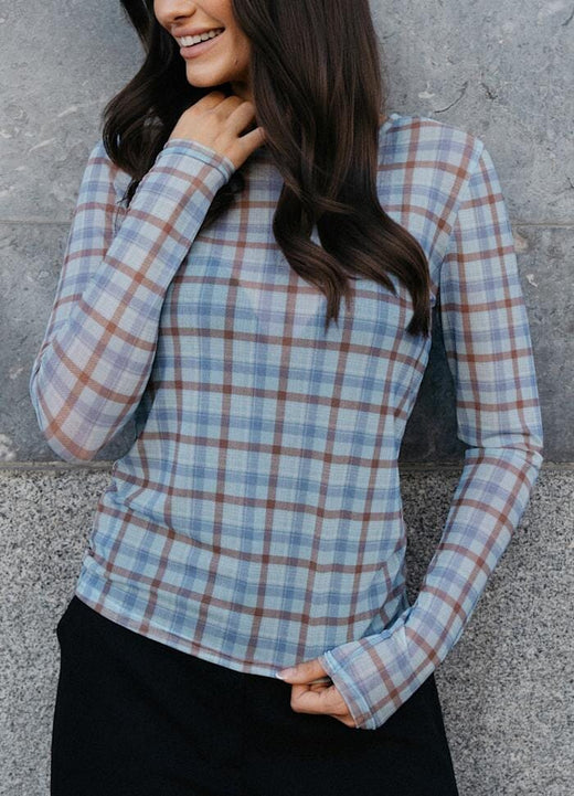 Liberte - Mesh Ls Tshirt 22065 - Brown Ice Melt Check T-shirts 
