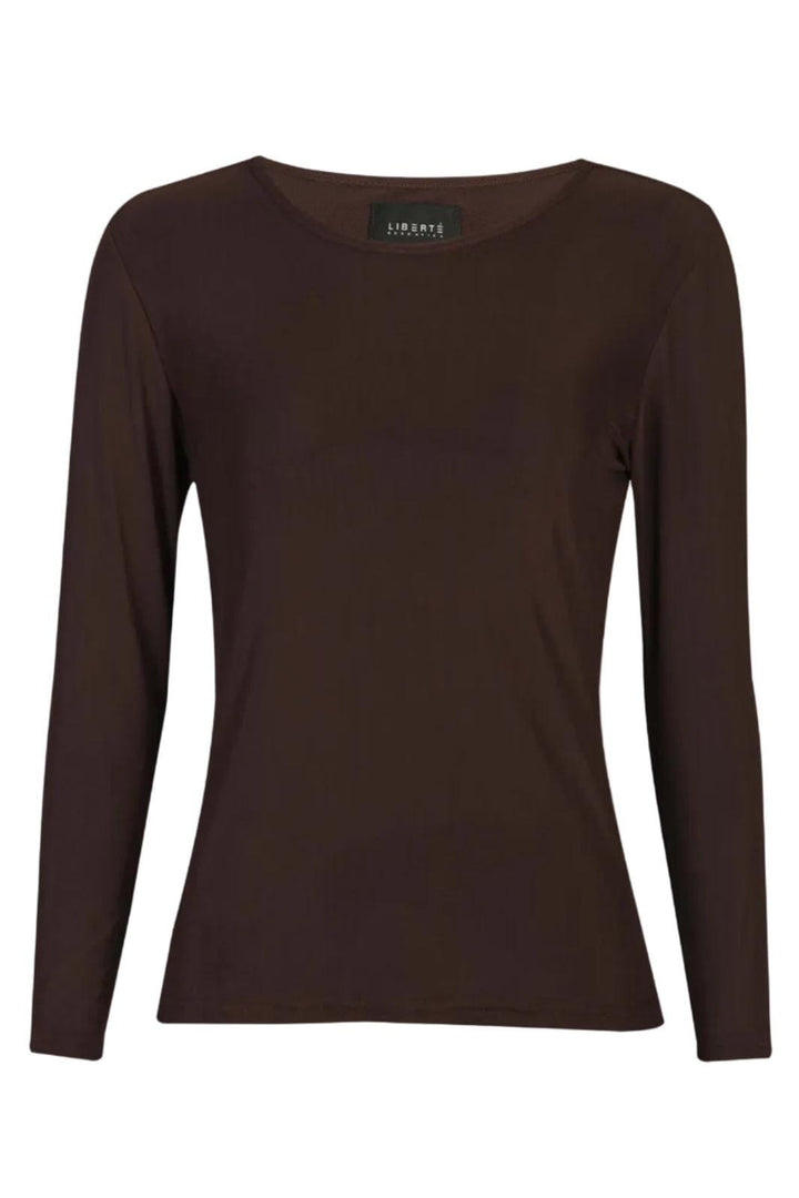 Liberte - Mesh Ls Tshirt 22065 - Dark Brown Bluser 