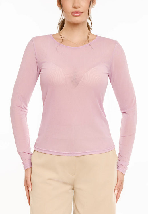 Liberte - Mesh Ls Tshirt 22065 - Lavender Bluser 