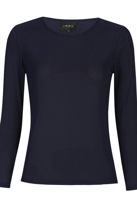 Liberte - Mesh Ls Tshirt 22065 - Navy Bluser 