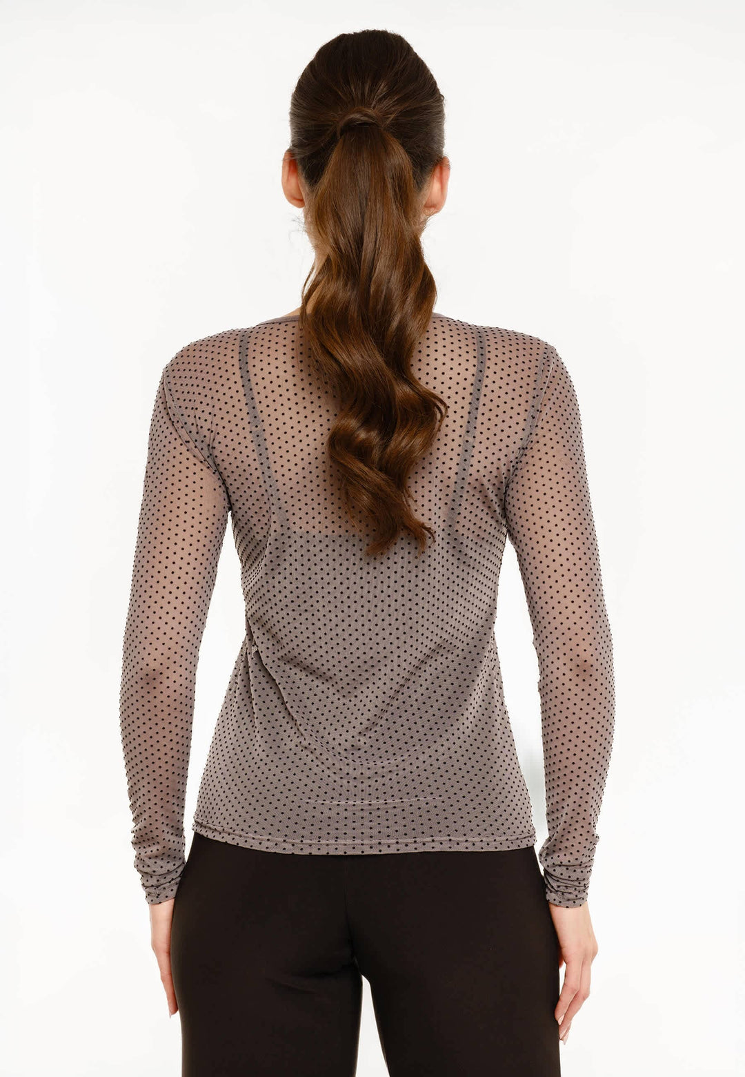 Liberte - Mesh Ls Tshirt, Dot 22069 - Dark Grey Medium Dot T-shirts 