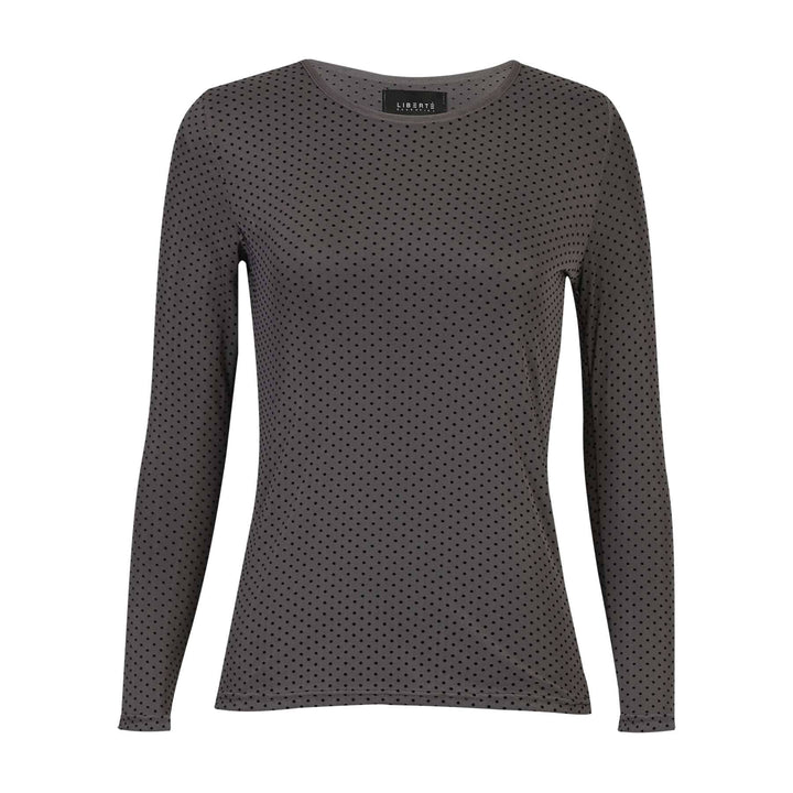 Liberte - Mesh Ls Tshirt, Dot 22069 - Dark Grey Medium Dot T-shirts 