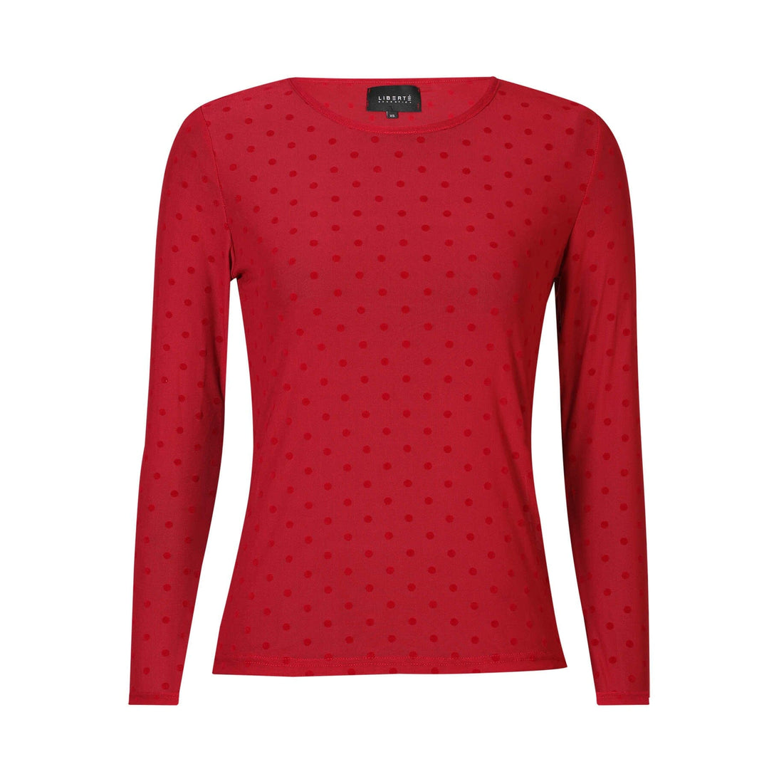 Liberte - Mesh Ls Tshirt, Dot 22069 - Dark Rasberry Medium Dot T-shirts 