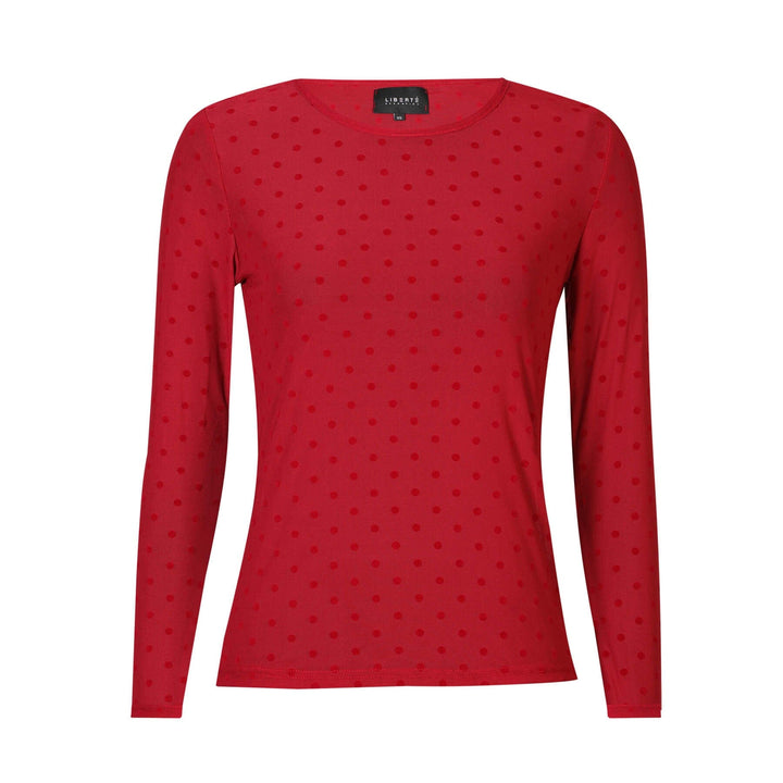 Liberte - Mesh Ls Tshirt, Dot 22069 - Dark Rasberry Medium Dot T-shirts 