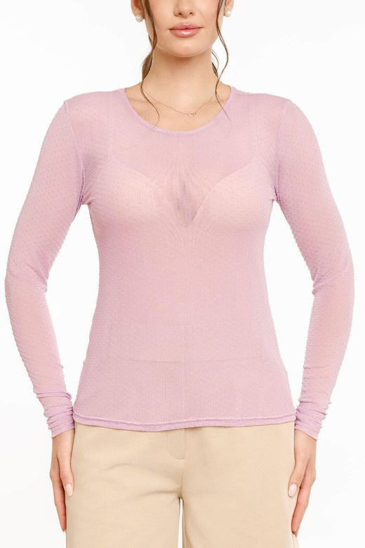 Liberte - Mesh Ls Tshirt, Dot 22069 - Lavender Bluser 