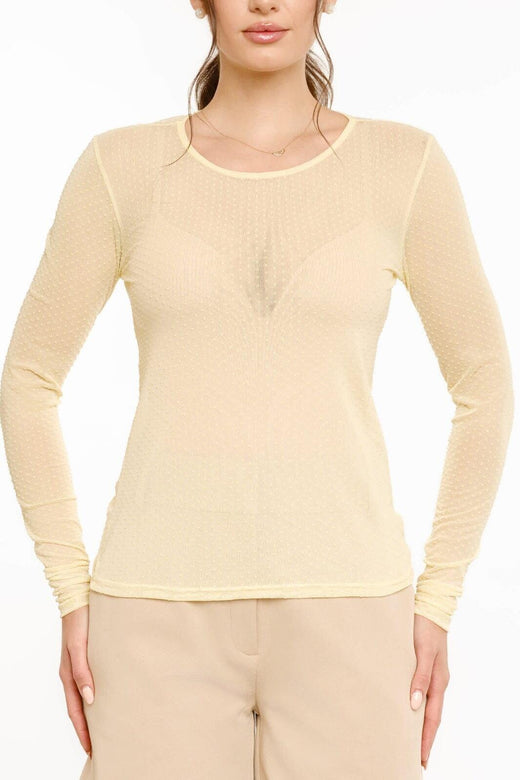 Liberte - Mesh Ls Tshirt, Dot 22069 - Yellow Bluser 