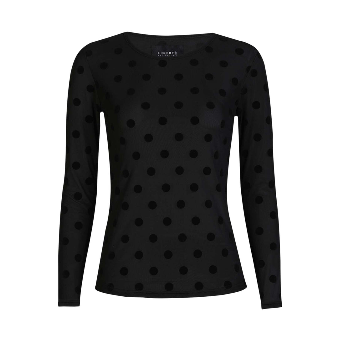 Liberte - Mesh Ls Tshirt, Flock 22081 - Black Big Dot T-shirts 