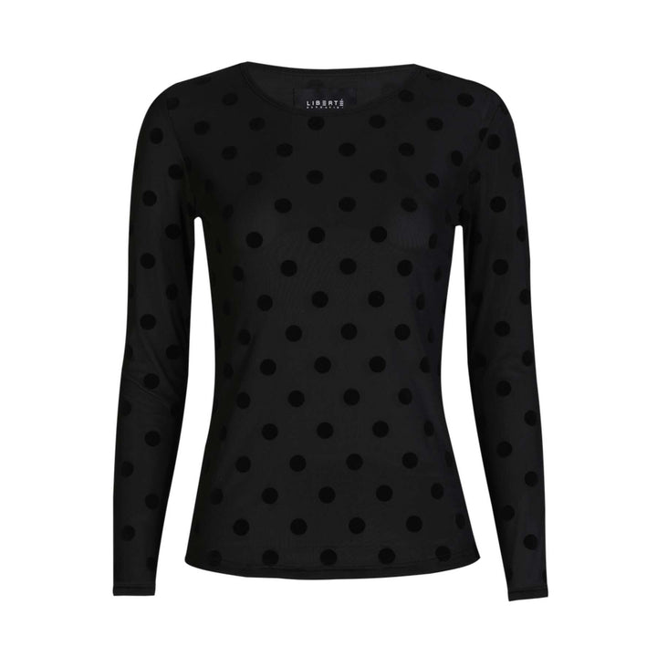 Liberte - Mesh Ls Tshirt, Flock 22081 - Black Big Dot T-shirts 