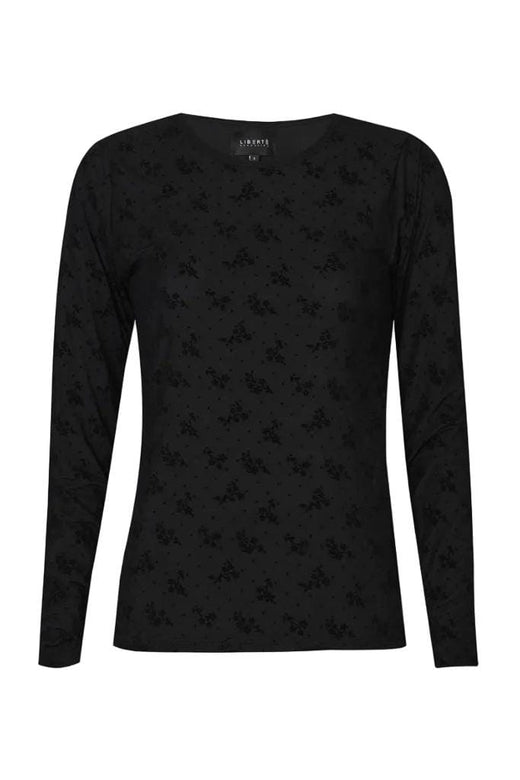 Liberte - Mesh Ls Tshirt, Flock 22081 - Black Flower Dot T-shirts 