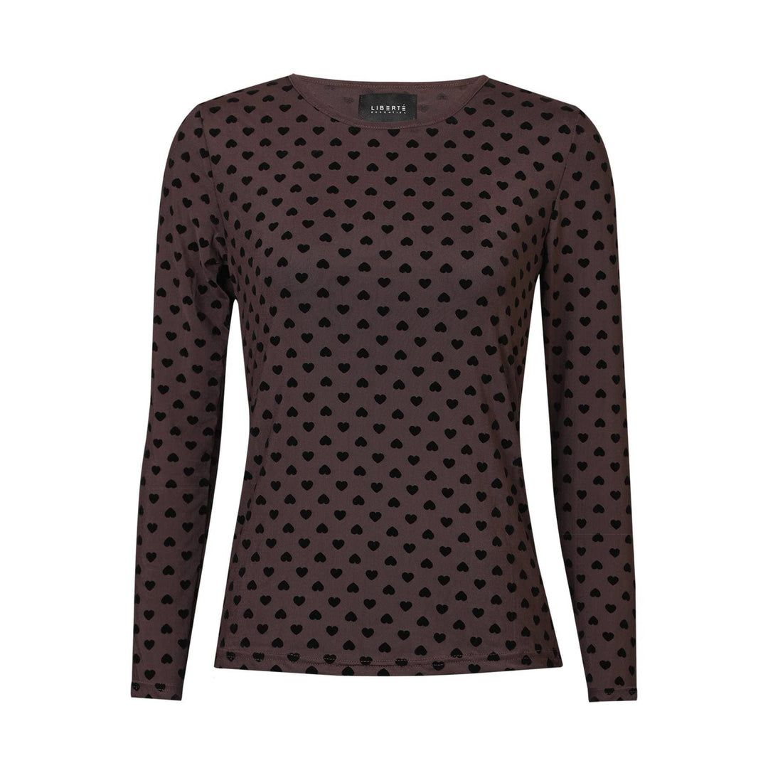 Liberte - Mesh Ls Tshirt, Flock 22081 - Dark Brown Heart T-shirts 
