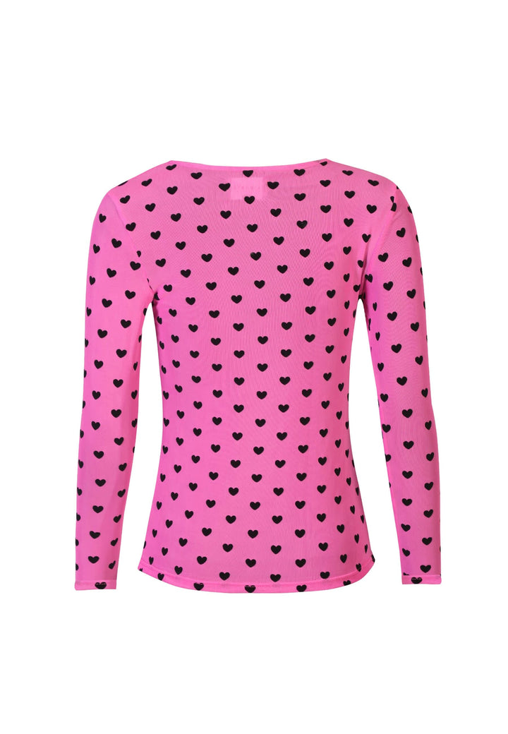 Liberte - Mesh Ls Tshirt, Flock 22081 - Dark Pink Heart T-shirts 