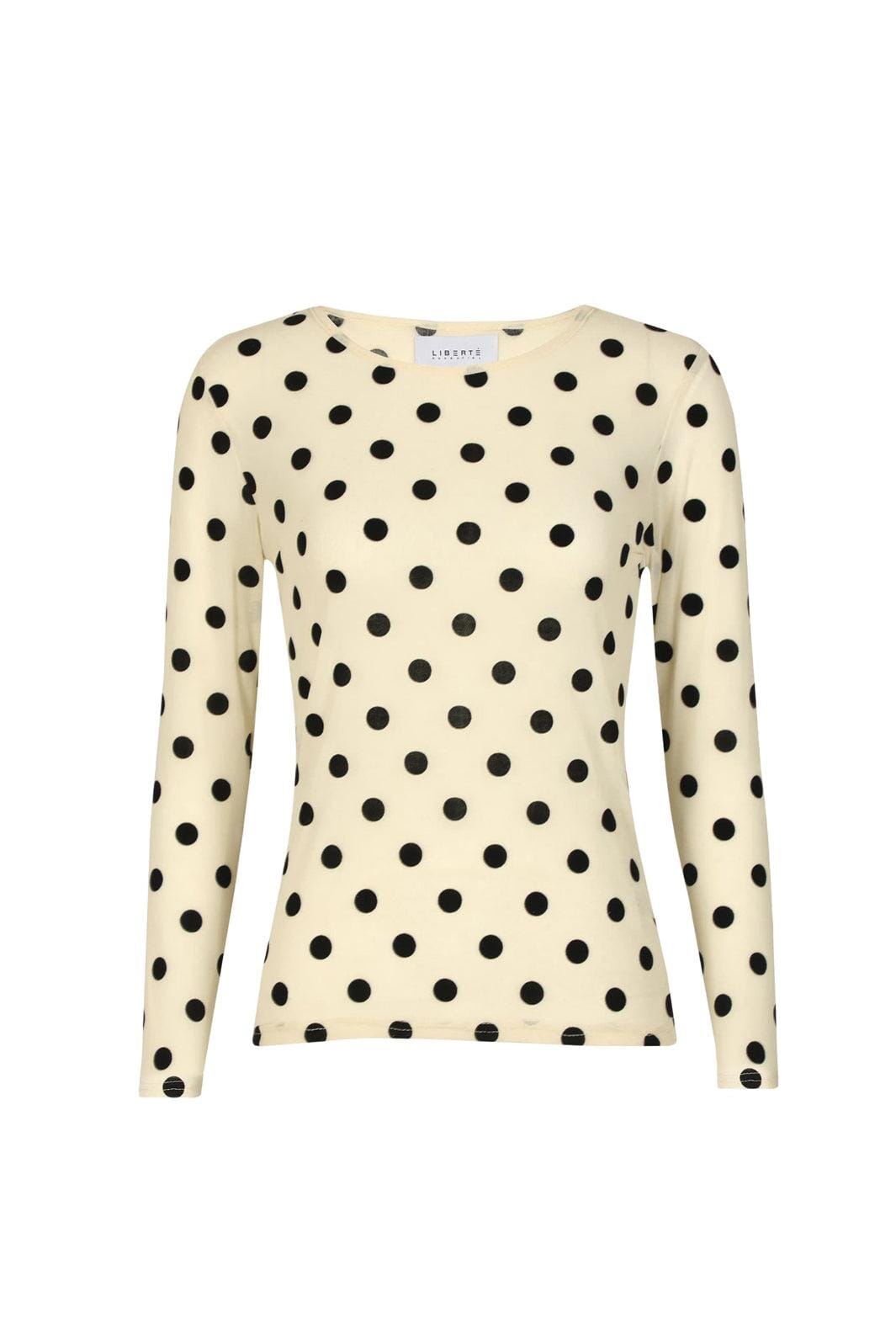 Liberte - Mesh Ls Tshirt, Flock 22081 - Ivory Big Dot T-shirts 