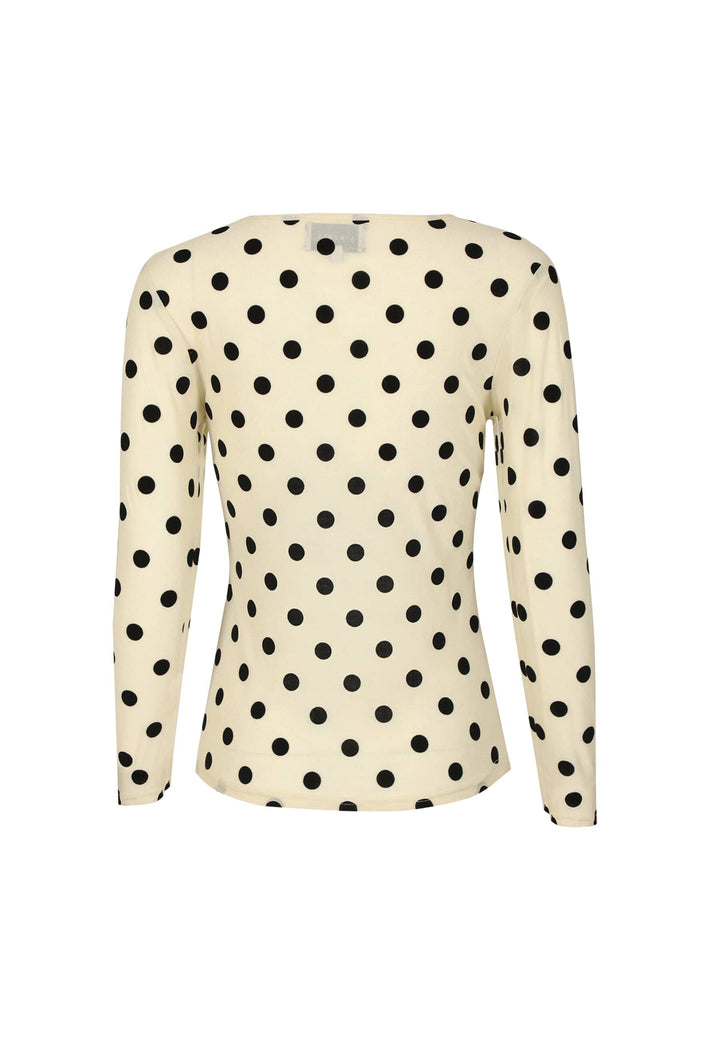 Liberte - Mesh Ls Tshirt, Flock 22081 - Ivory Big Dot T-shirts 