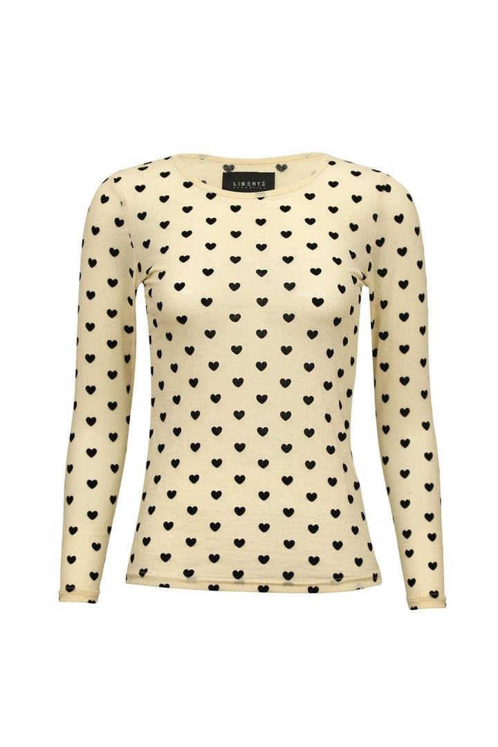 Liberte - Mesh Ls Tshirt, Flock 22081 - Ivory Heart T-shirts 