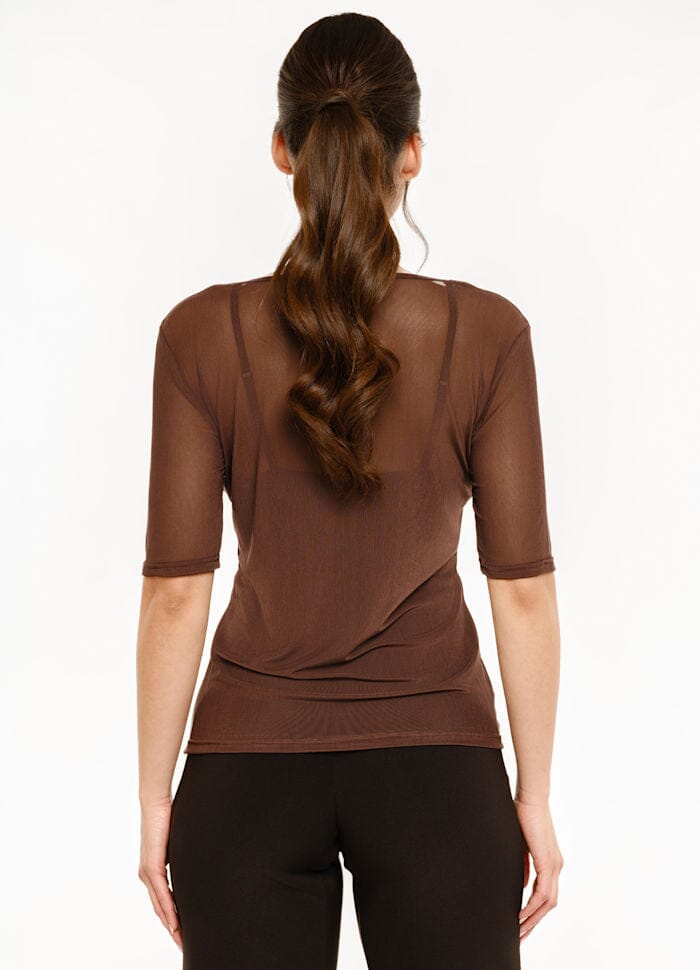 Liberte - Mesh Ss Tshirt 22064 - Dark Brown T-shirts 