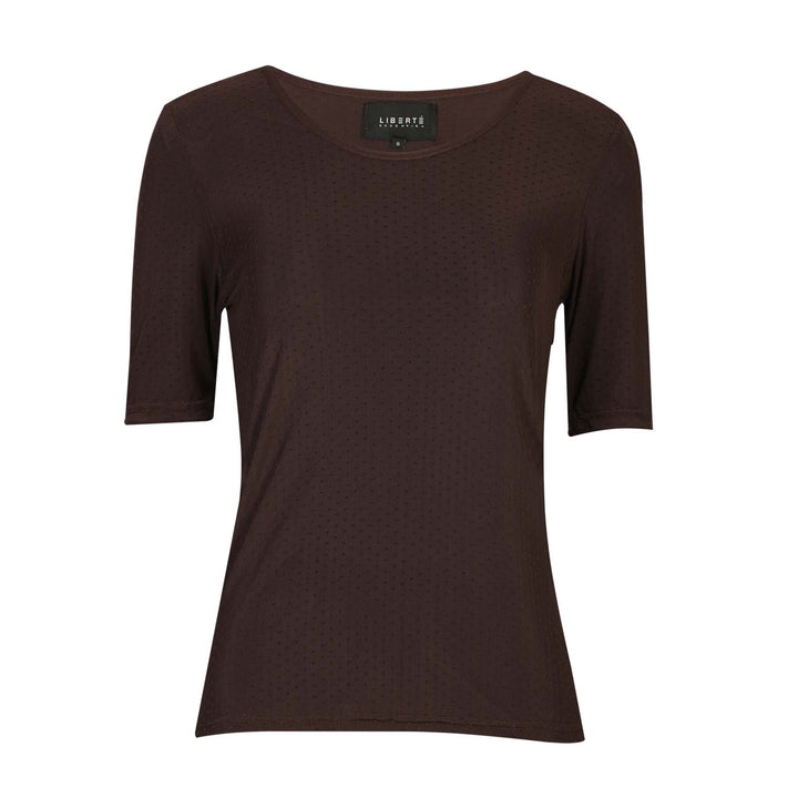 Liberte - Mesh Ss Tshirt, Dot 22011 - Dark Brown T-shirts 