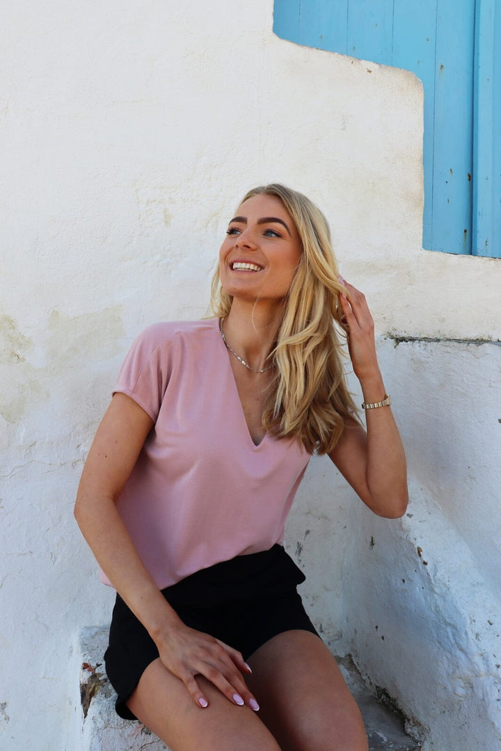 Liberte - Nuni Vneck Tshirt 22409 - Dusty Rose