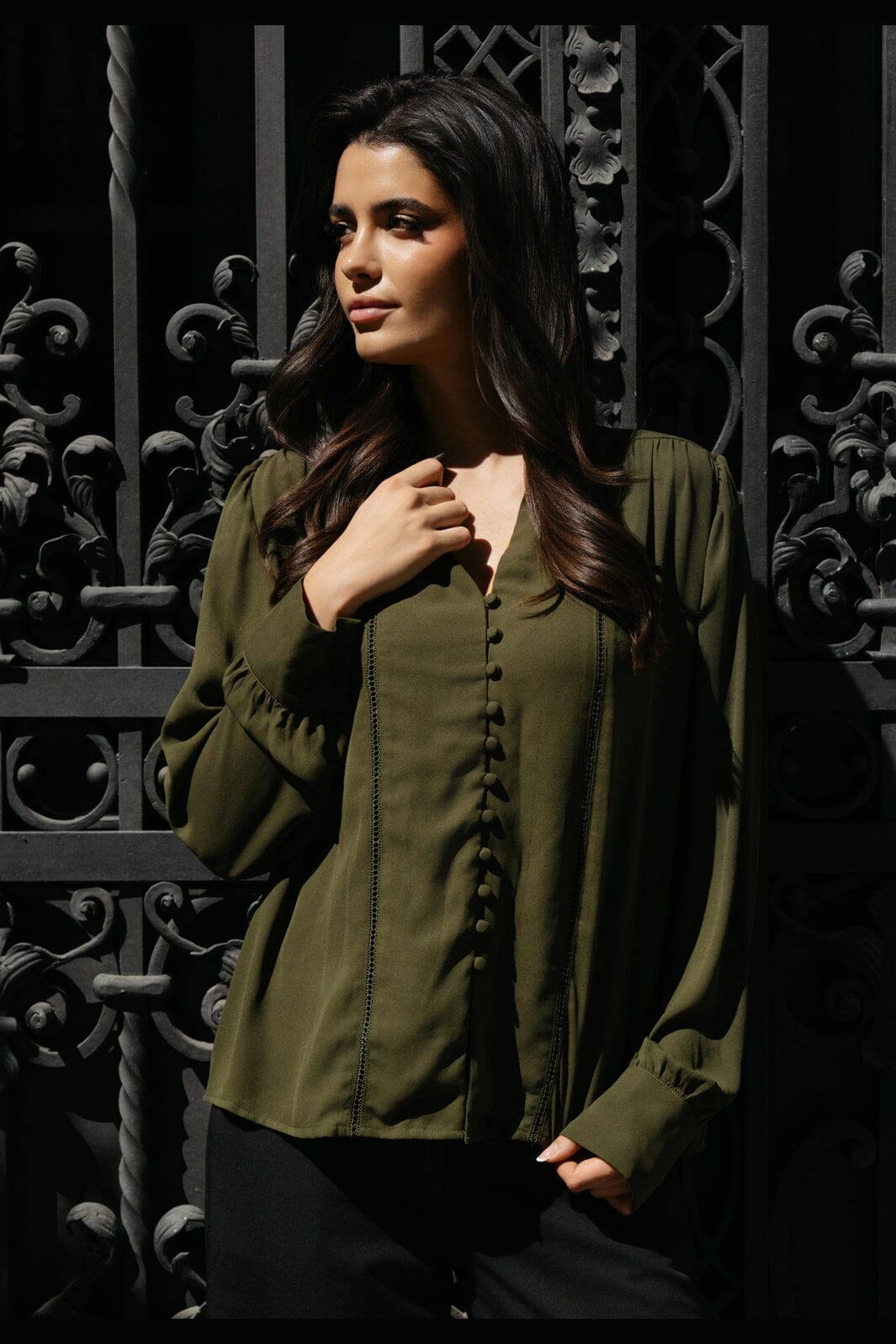 Liberte - Rigmor Ls Pleated Shirt 22505 - Beetle