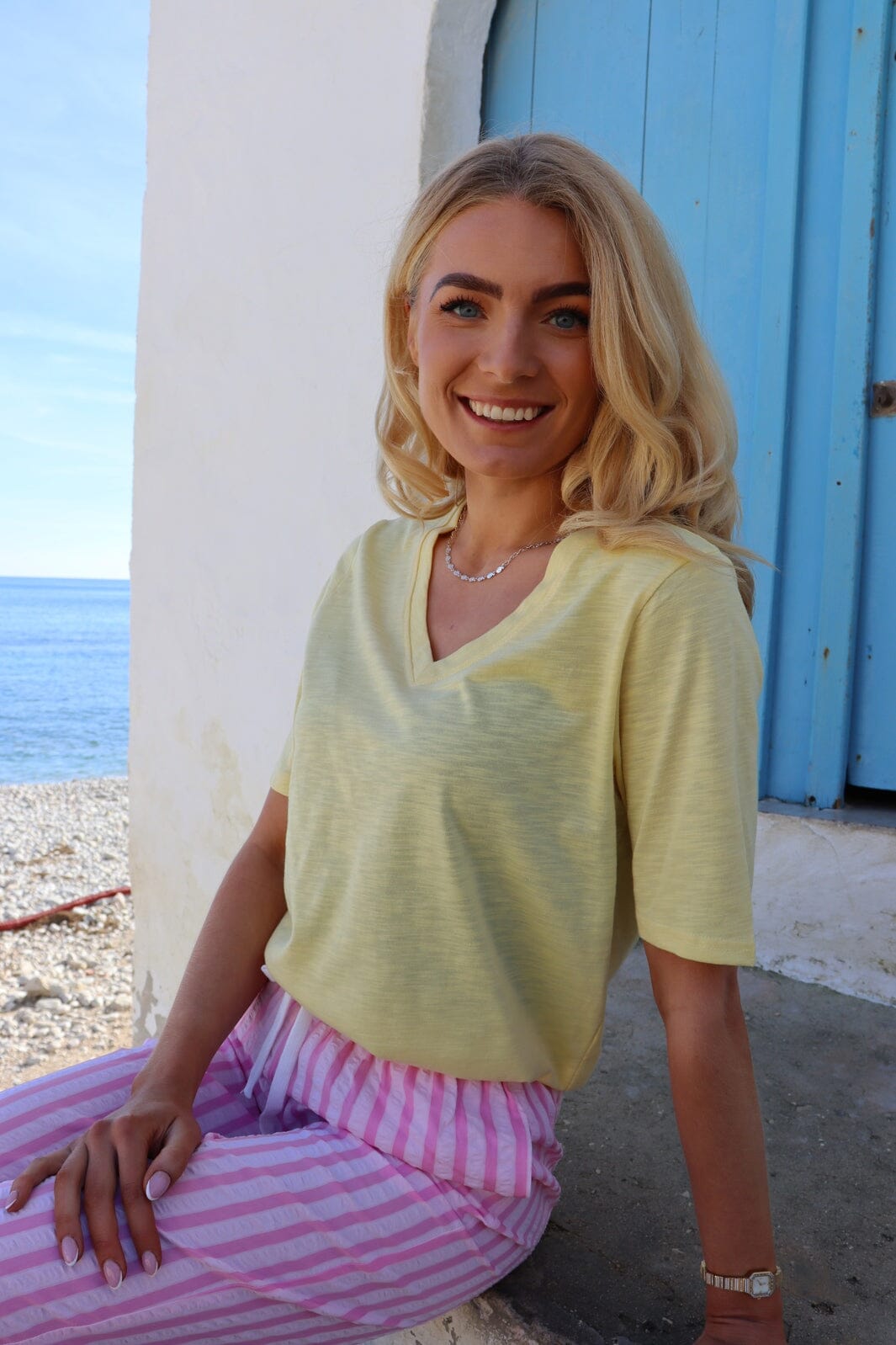 Liberte - Ulla Ss Vneck Tshirt 21675 - Yellow
