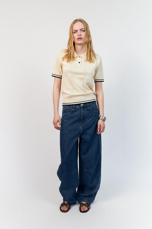 Lollys Laundry - Andreall Polo Knit S/s26266-5008 - 02 Creme