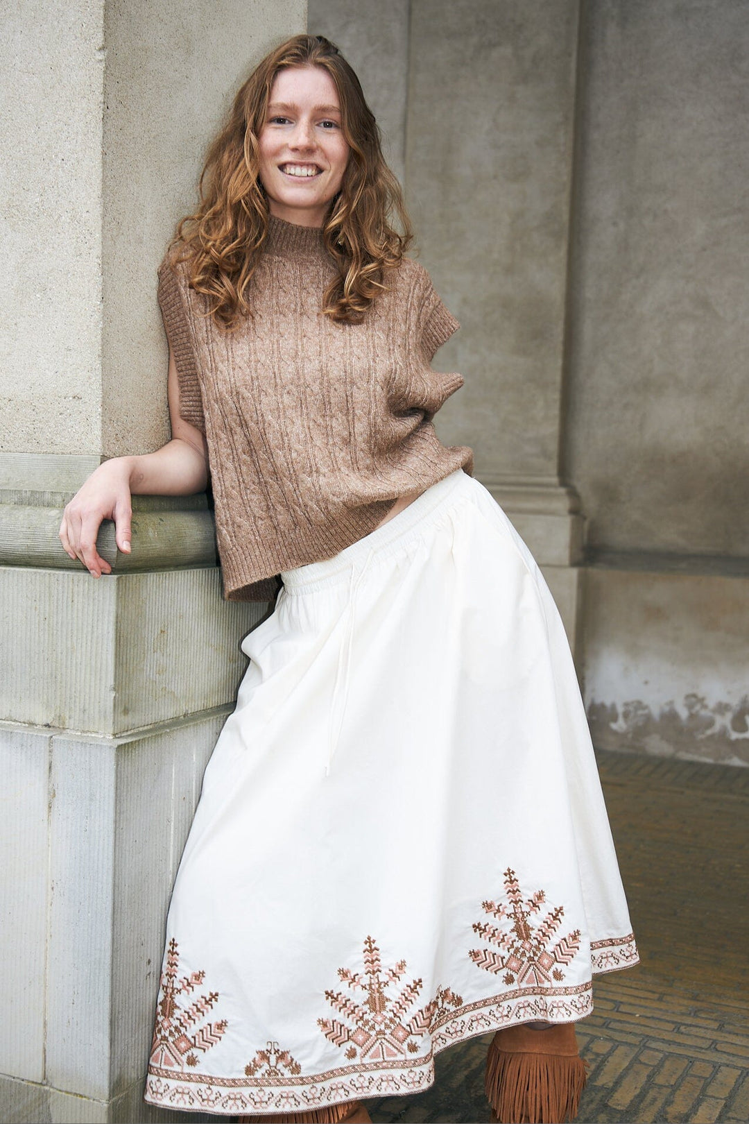Lollys Laundry - Bristolll Midi Skirt 26462-2041 - 02 - Creme Nederdele 