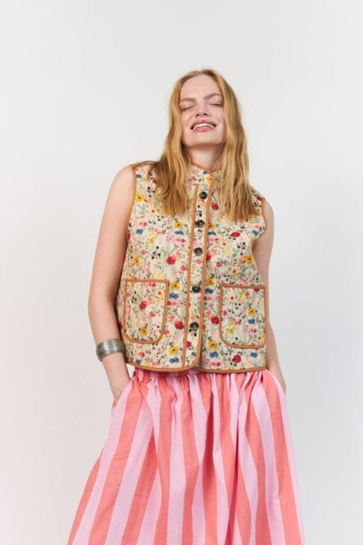 Lollys Laundry - Cairoll Quilted Vest 26241-1010 - 74 - Flower Print